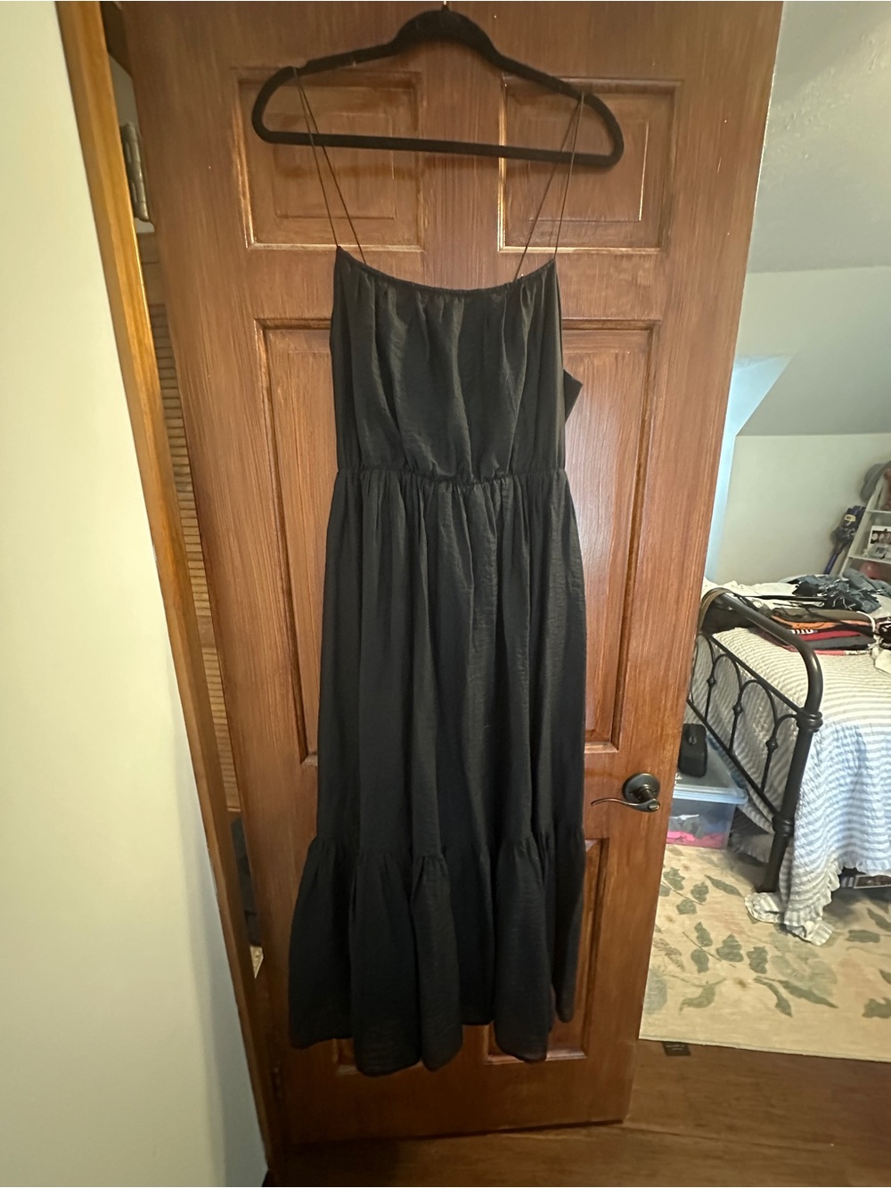 Abercrombie & Fitch Black Spaghetti Strap Tiered Maxi